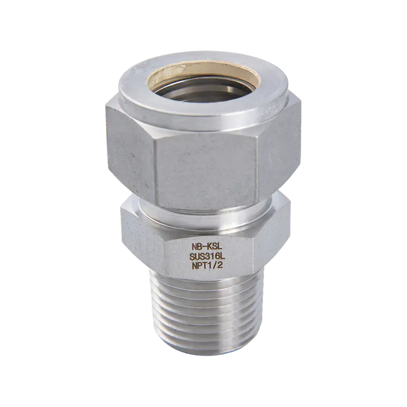 316L roestvrijstalen compressiefitting met externe schroefdraadconnector